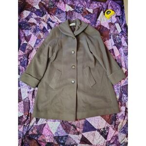 Vintage John Weitz Forstmann Wool Coat Women's L/XL Brown Dbl Breasted 90s USA